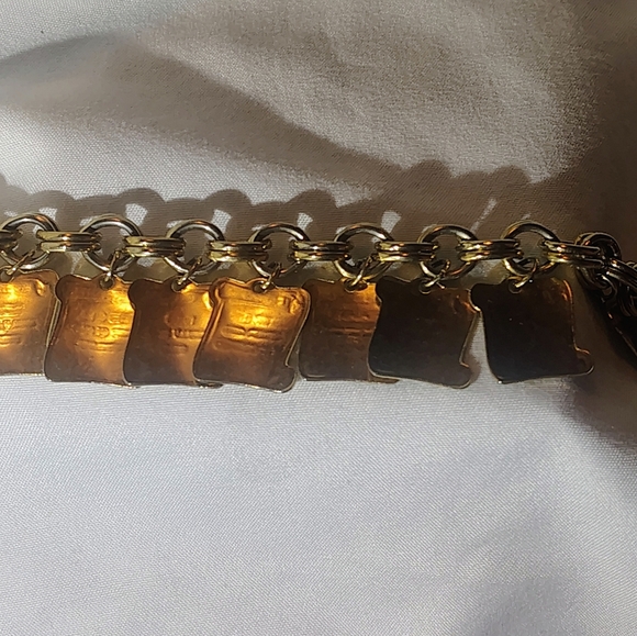 Vintage Dangle Charm bracelet  Gold Ten Commandments Bible Old Testament - Picture 5 of 6